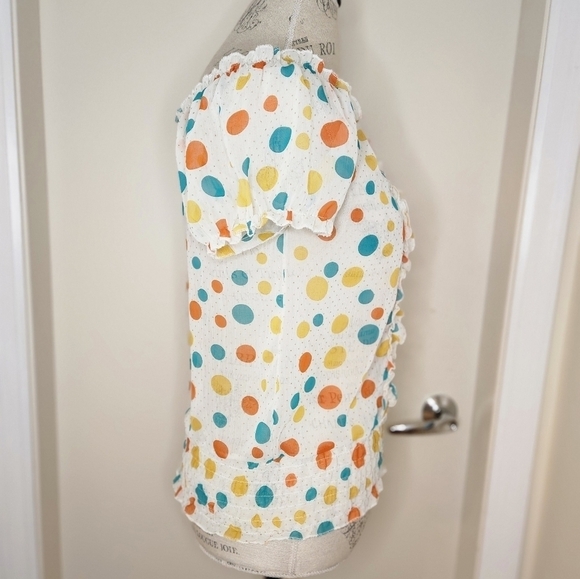 60s Sparkly Polkadot Ruffle Top - Picture 3 of 11